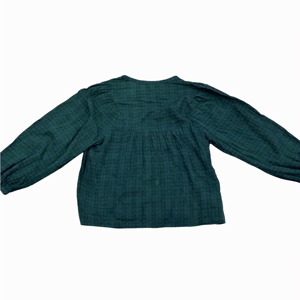 🌿 Madewell Plaid Balloon-Sleeve Peasant Top — Women’s Large - Picture 3 of 4